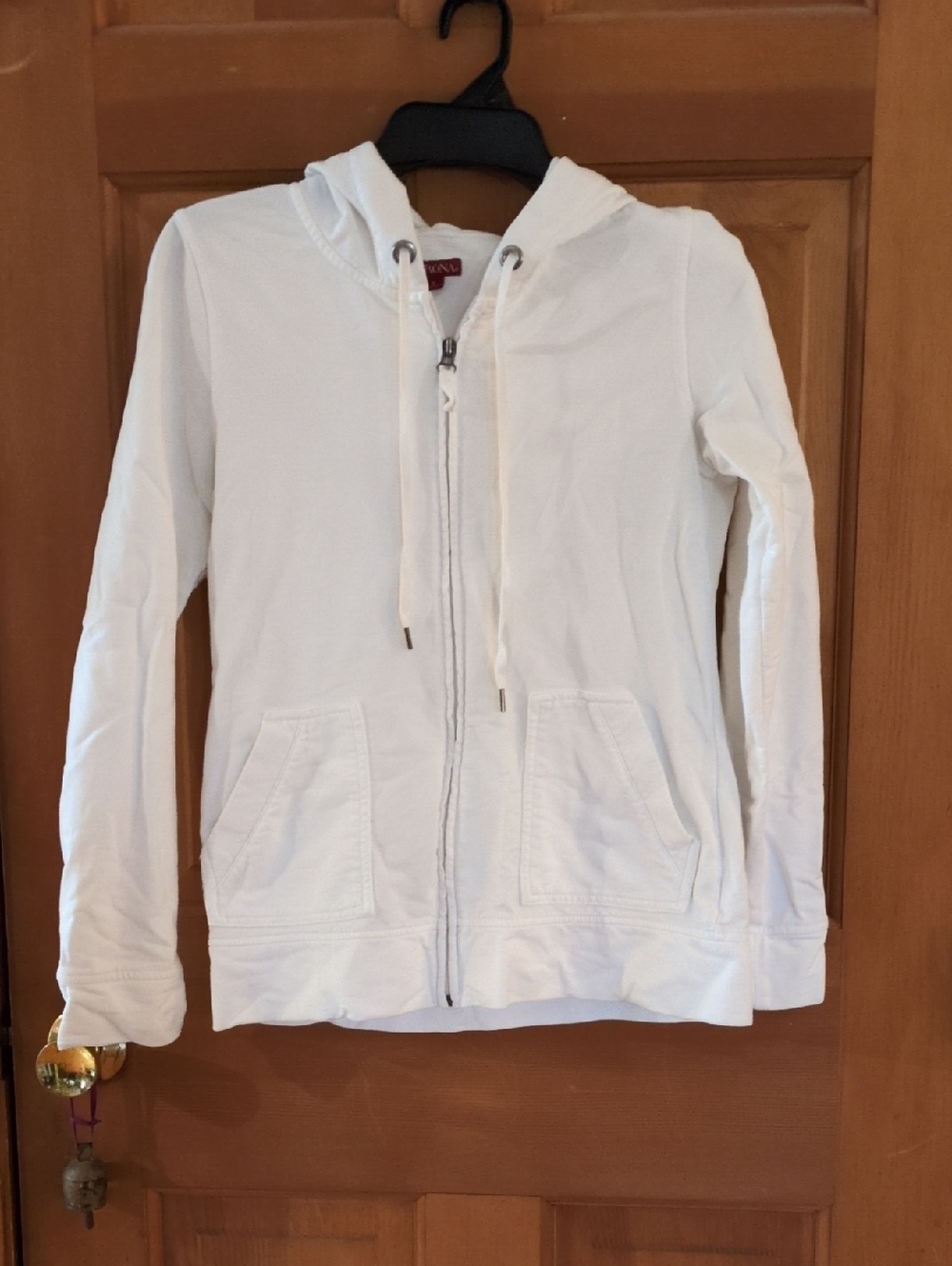 Merona White Fitted Zip-Up Hooded Sweatshirt 100% Cotton